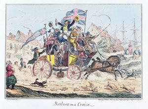 Sailors on a Cruise, utgitt av James Robins, 1. september 1825 (farget etsning) av George Cruikshank
